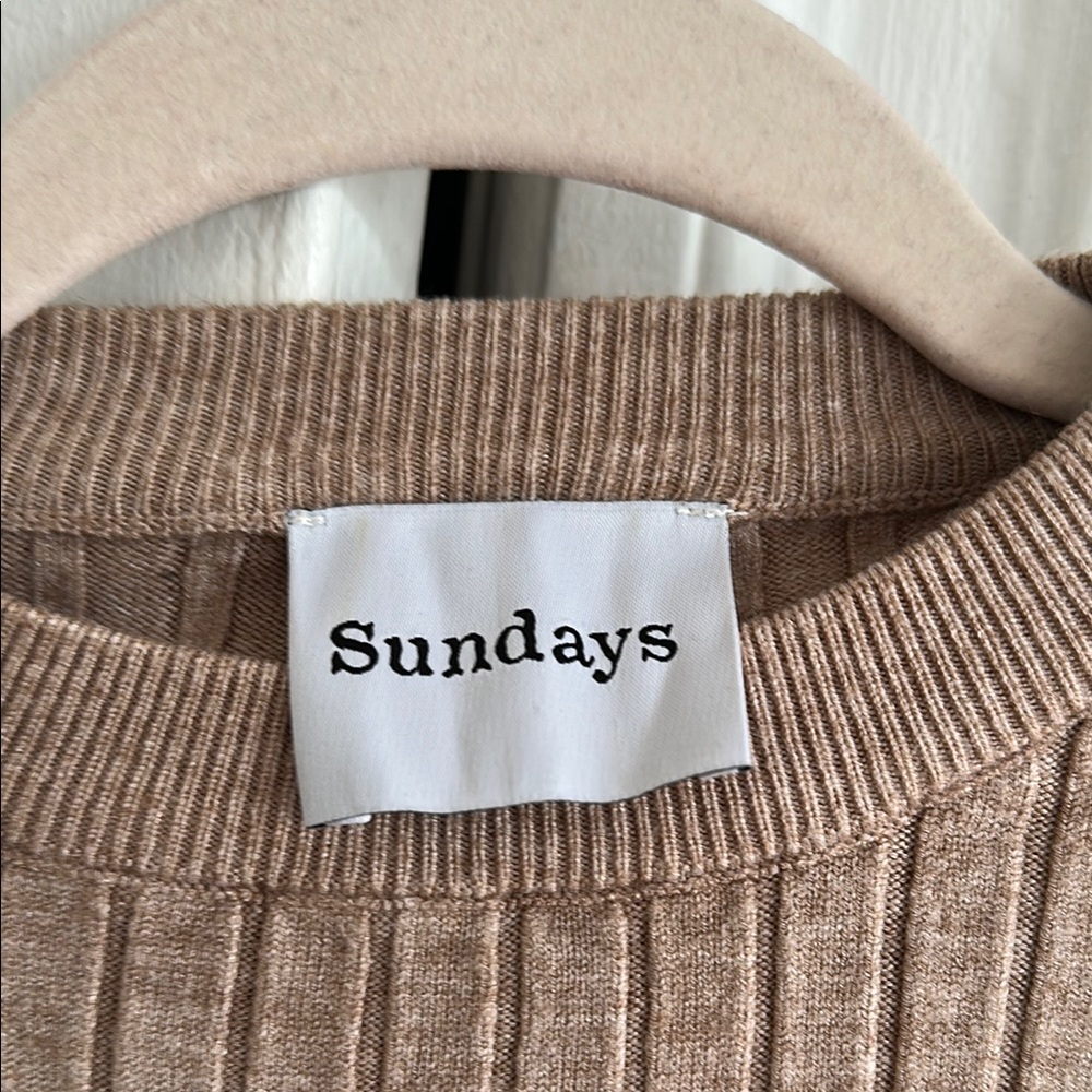 Ribbed Tan Long Sleeve Sweater - Picture 2 of 2
